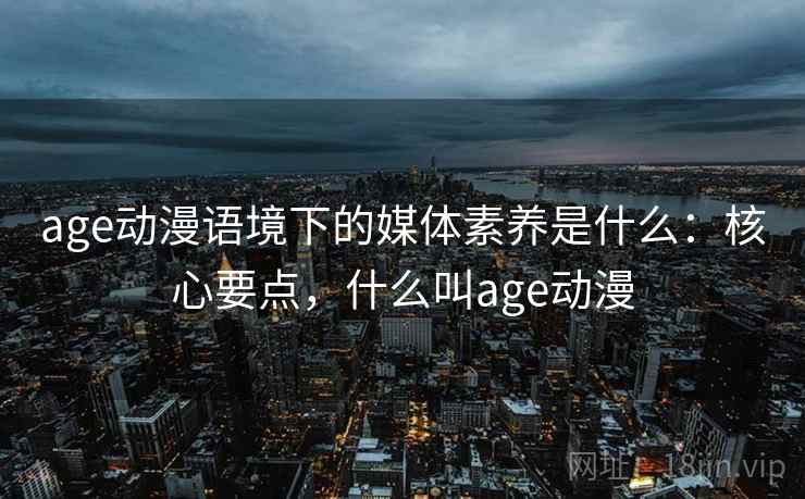 age动漫语境下的媒体素养是什么：核心要点，什么叫age动漫